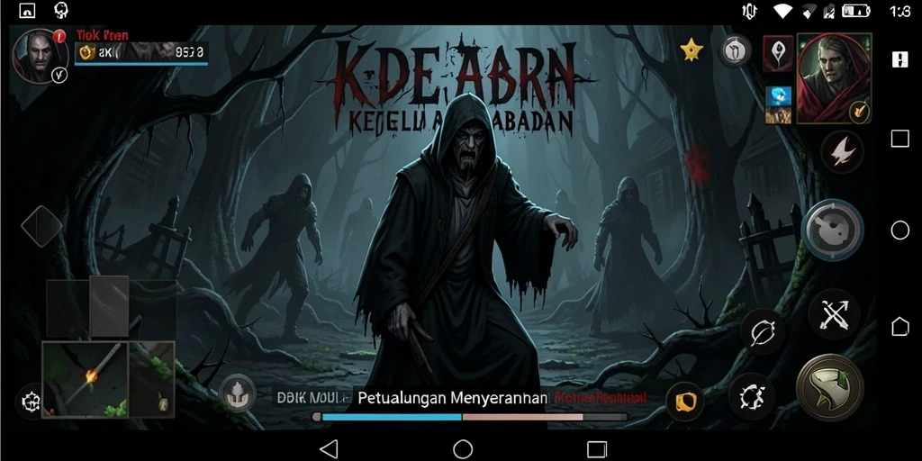 Screenshot DKK menampilkan pemain menjelajahi lingkungan menyeramkan.