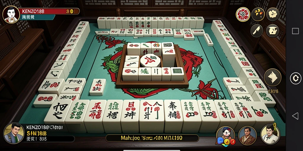 Screenshot gameplay KENZO188 yang menampilkan tantangan Mahjong seru.