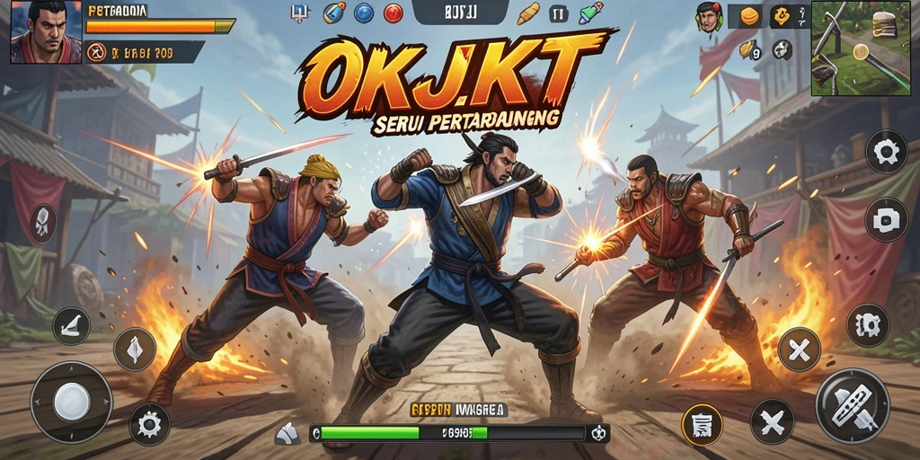 Tampilan pertarungan seru di OKJKT dengan karakter beraksi.