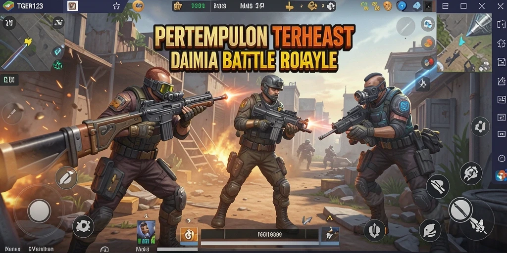 Gameplay seru dan penuh aksi di TGER123 Battle Royale.